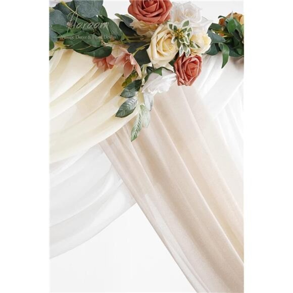 Wedding Arch Draping Fabric 3 Panels 20Ft Chiffon Fabric Drapes Arbor Drapery - Picture 4 of 8
